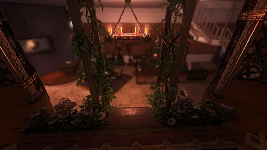 The stairwell to the lofts in the Gilded Gavel's basement auction hall